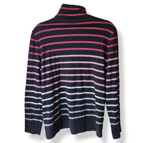 Talbots Multicolor Striped Sweater Pullover XL Purple Lightweight Mock Neck - Picture 5 of 5